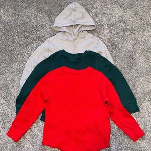 Gap 3-Pack Toddler Waffle Long Sleeve Tee’s 2 Crew 1 Hoodie Size 4T